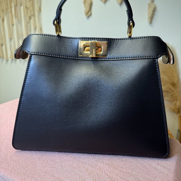 SOLD Fendi Peekaboo ISeeU Top-Handle – Noir / Rose / Tortora – Like New - Picture 4 of 13